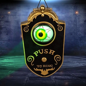 Halloween Eyeball Doorbell Glowing Animated Haunted House Prop Vintage Gothic Style Interactive Decorative Bell