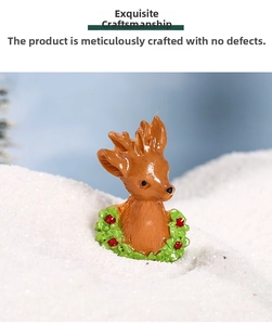 Miniature resin reindeer head figurine with a festive wreath for Christmas micro landscapes