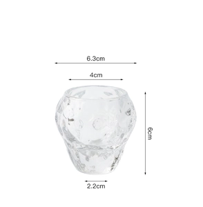 Detaillierte Größenangaben für Teelichthalter aus Glas mit Hammerschlag-Struktur für Deko