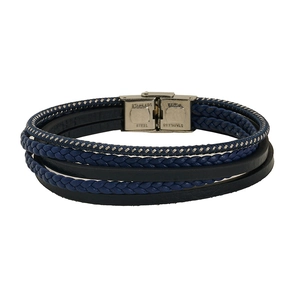 Bracelet multicouche en cuir tressé pour hommes avec fermoir magnétique en acier inoxydable