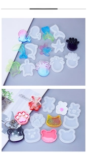 DIY ocean and animal resin silicone molds for making keychains with glittery pendants