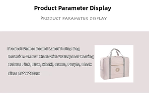 Detailed size specifications of the pink Oxford fabric travel bag with waterproof coating