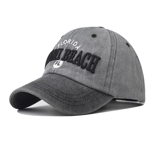 Cappellino da Baseball in Cotone Lavato Vintage Ricamo Florida Miami Beach Regolabile Berretto da Sole Donna Uomo