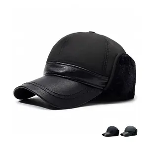 Cappello Da Baseball Invernale Con Paraorecchie Pelle Sintetica Poliestere Antivento Caldo Foderato In Pile Uomo