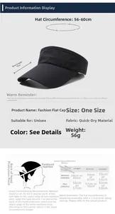 Guida alle taglie per cappello parasole ad asciugatura rapida con tesa da 11cm e misure