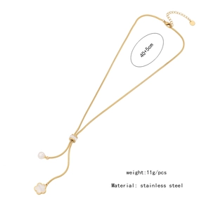 Detail view of pearl tassel heart necklace with dimensions and weight specifications