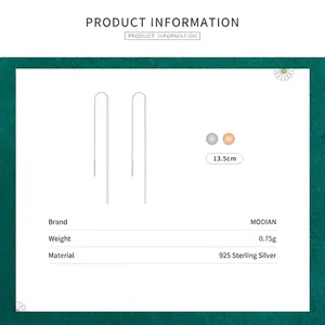 Minimalist S925 sterling silver drop threader earrings in silver and rose gold