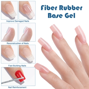 Vista macro del Fiber Rubber Base Gel che mostra il rinforzo e la riparazione delle unghie