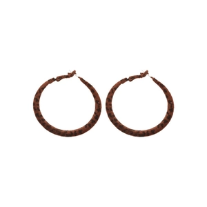 Boucles d'oreilles créoles rondes géométriques imprimé léopard marron floqué pour femmes
