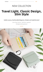 Litchi pattern leather short wallet featuring multiple card slots and snap closure