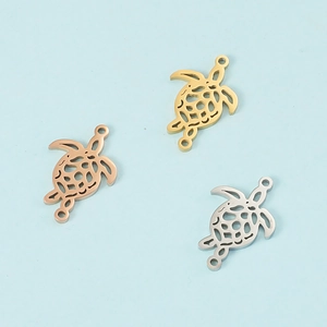Sea Turtle Pendant Connector 304 Stainless Steel Hollow Animal Charms For DIY Necklace Bracelet Making Accessory