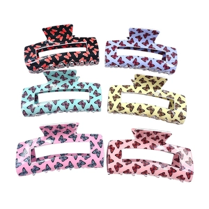 Lot de 6 pinces à cheveux vintage françaises avec motifs papillons colorés sur fond blanc