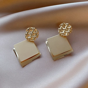 Geometric Square Drop Earrings With 925 Sterling Silver Earring Post Alloy Oversized Vintage Metal Fashion For Women