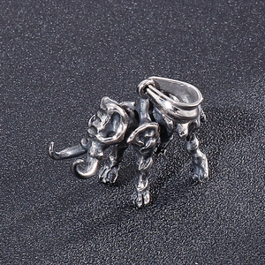 Retro stainless steel mammoth skeleton pendant necklace for men in silver finish