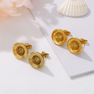 Golden spiral trumpet shape stainless steel stud earring bases for DIY jewelry