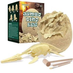 Jumbo dino egg excavation kit with clay egg, tools and detailed skeleton model