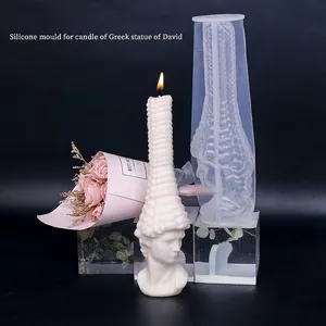 David Bust Statue Silicone Mold Greek Portrait Twisted Design DIY Aromatherapy Candle Plaster Epoxy Resin Art Craft
