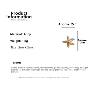 Detailed view of a 2cm golden starfish ear clip with alloy material and weight specs