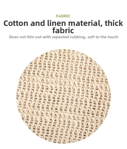 Detailed macro view of the thick natural beige linen fabric texture and weave