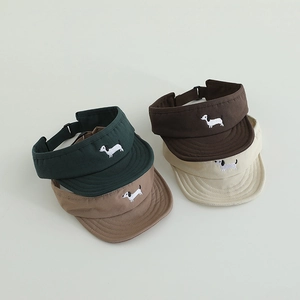 Adjustable quick-dry visor hats with dachshund embroidery in four assorted colors