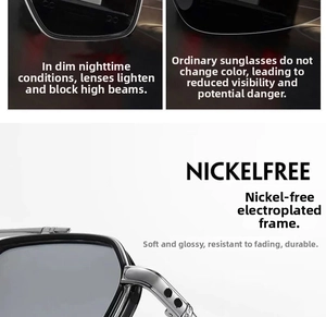 Macro shot of nickel-free plated sunglasses frame with light-sensing photochromic lenses