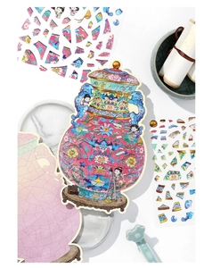 Artistic PET jigsaw stickers featuring vintage ceramic vase designs for creative scrapbooking