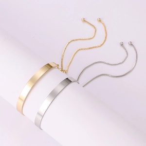 Minimalistische verstelbare manchetarmbanden in goud en zilver met box-ketting
