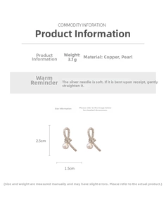 Vue détaillée des boucles d'oreilles perle avec tige en argent et dimensions précises