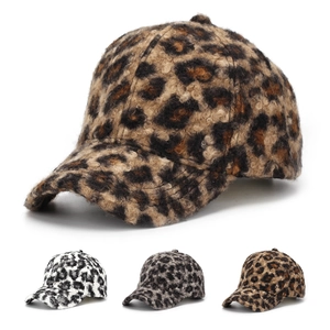 Leopard Print Faux Lammwolle Baseballkappe Für Damen Winter Warmer Fleece Mode Verstellbare Entenzungenmütze
