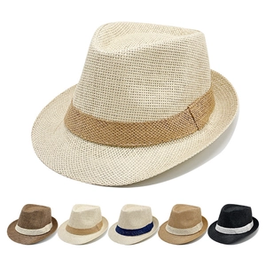 Classic British style straw fedora hat with decorative band available in five colors