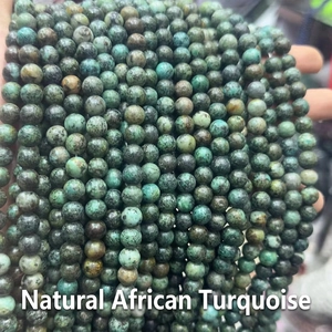 Macro shot of 6-8mm natural African Turquoise loose beads for DIY jewelry making