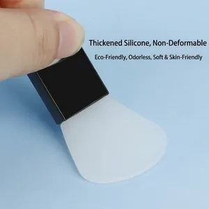 Portable silicone face mask brush with black handle and thick soft applicator head
