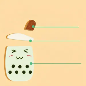 Bubble tea makeup sponge set with modular green cup and white cream shaped puffs