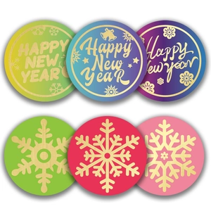 Étiquettes Cadeaux De Flocon De Neige De Noël Rondes Autocollants En Feuille D'or Pour Enveloppe