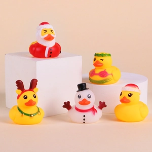 Christmas rubber duck advent calendar set with 5 festive toys like Santa and Reindeer