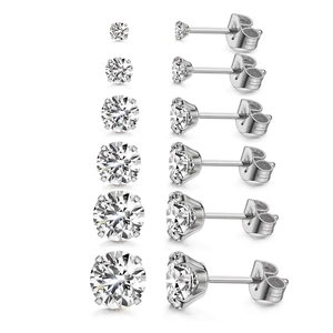 Minimalist Round Cubic Zirconia Stud Earrings With Stainless Steel Post And Butterfly Back For Men Women