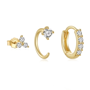 Detail of 925 sterling silver earring set showing S925 hallmark and zircon stones