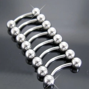 Stainless Steel Curved Barbell Piercing Jewelry Eyebrow Belly Navel Studs With Ball And Spike Ends