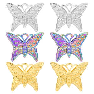 Butterfly Pendant Stainless Steel 18K Gold Plated Hollow DIY Jewelry Charms Minimalist Elegant Accessory