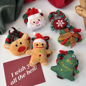 Lot de chouchous de Noël mignons avec père Noël et renne en peluche pour filles