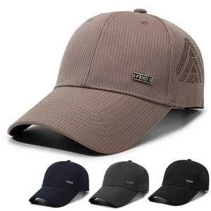 Men Baseball Cap Polyester Breathable Laser Cut Holes Adjustable Outdoor Sports Sun Protection Hat With Metal Tag