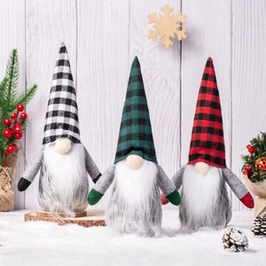 Christmas Gnome Decorations Plaid Hat Faceless Doll Swedish Tomte Elf Ornament Figurines For Home Holiday Table Decor