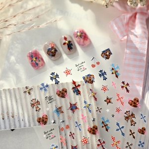 Nail Art Stickers Cross Star Leopard Heart Cherry Patterns Self Adhesive Y2K Street Style Manicure Decoration