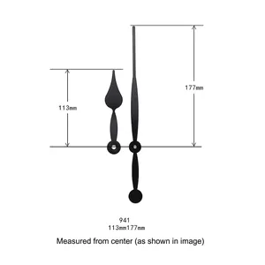 Schwarze Metall-Uhrzeiger Set 113mm und 177mm für Quarz-Wanduhren Modell 941