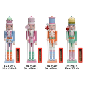 50cm Macaron colorful wooden Nutcracker soldier statues for Christmas home decor