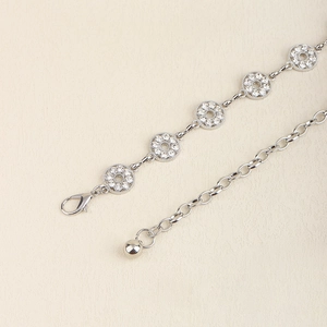 Silver rhinestone waist chain with sparkling crystals and lobster clasp for beach fashion