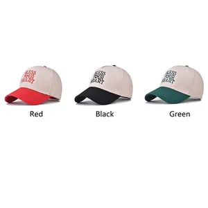 Three two-tone cotton baseball caps in red, black and green with Bless Your Heart embroidery