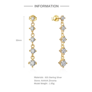 Detail view of S925 sterling silver butterfly earrings with AAAAA zircon and chain tassels