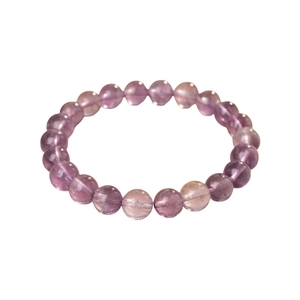 Elegant purple crystal bead bracelet with natural mineral textures on a clean white background