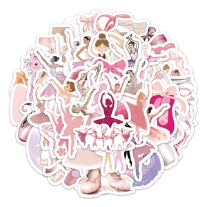 60 pieces of pink ballet-themed stickers for decorating laptops, guitars and suitcases